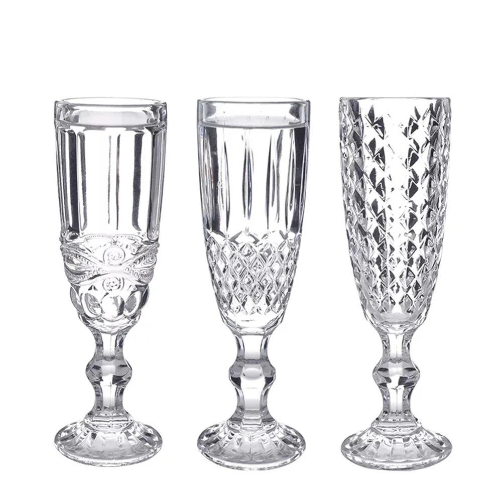 

Champagne Glass Cup Transparent European Style Relief 150ml Red Wine Cocktail Goblet Bar Restaurant Hotel Banquet Appliance