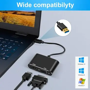 

USB3.0 to HDMI VGA Adapter 5 Gbps Super Speed Durable Converter Support for Windows 10 8 7