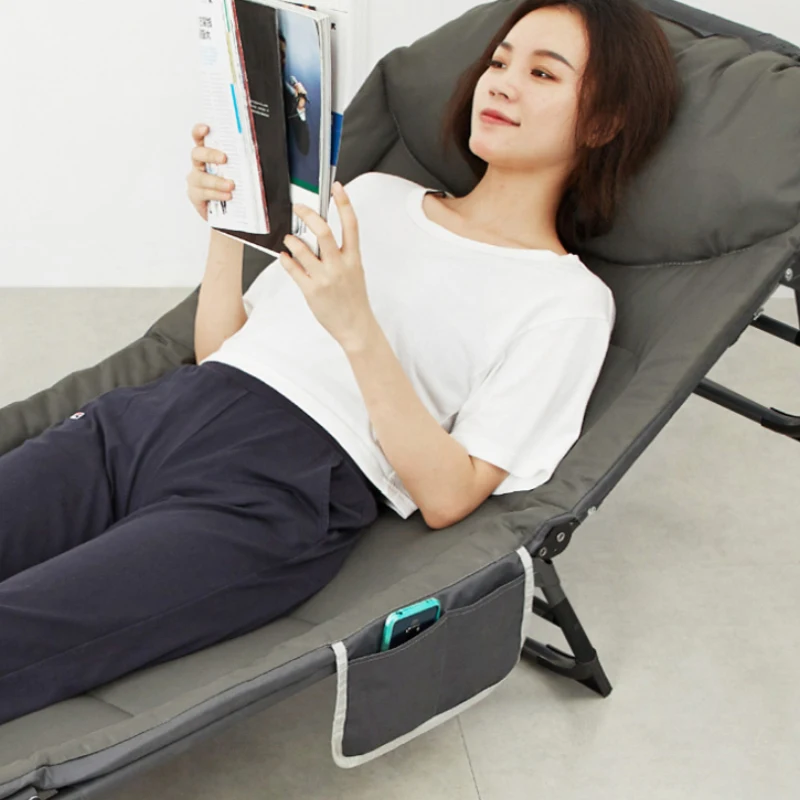Folding Chair Recliner Outdoor Sun Lounger Recliner Chair Lunch Break Portable Folding Cot Office Comfortable Tent Bed