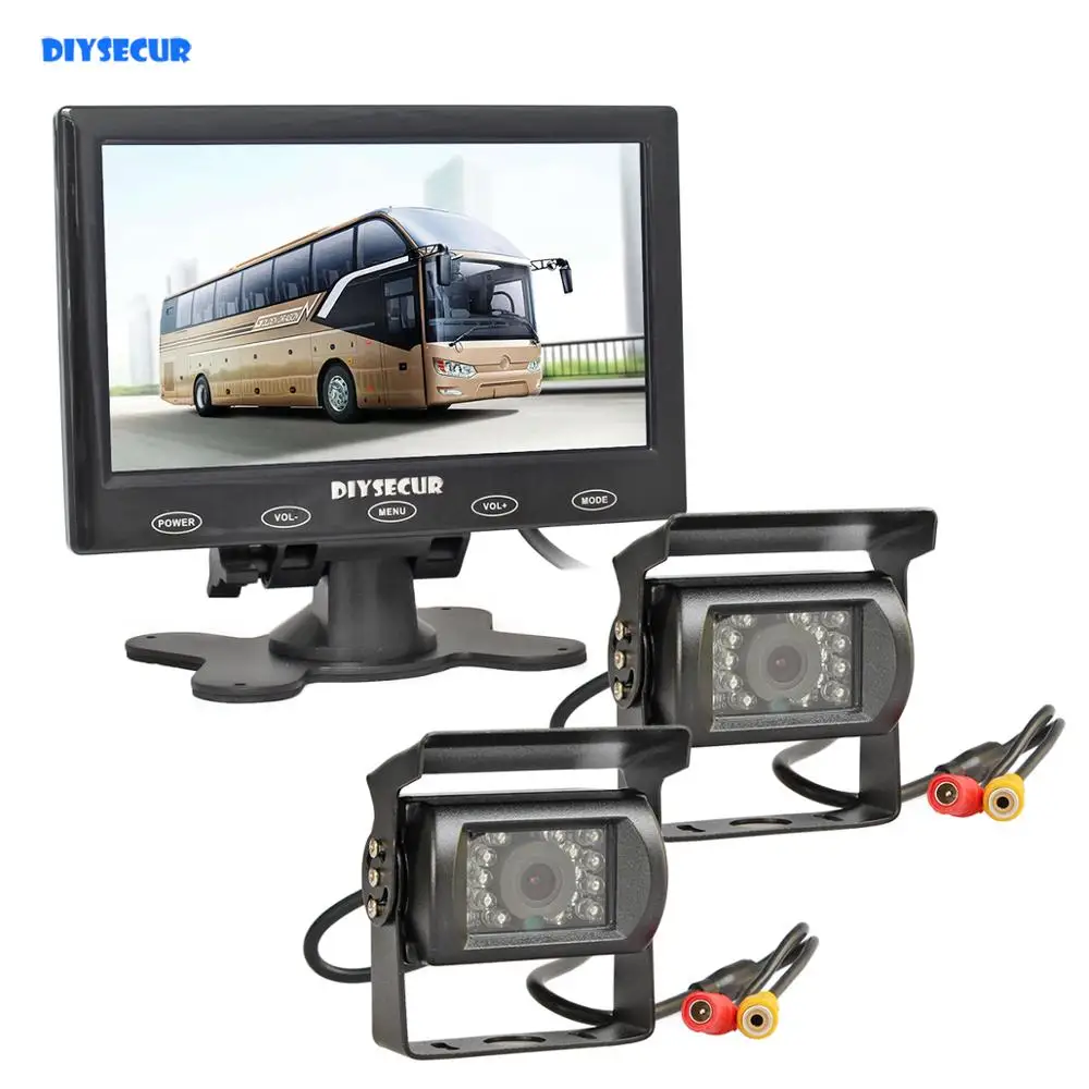 DIYKIT " автомобильный монитор сенсорный экран+ 2 x IR CCD резервная камера заднего вида для грузовика автобуса