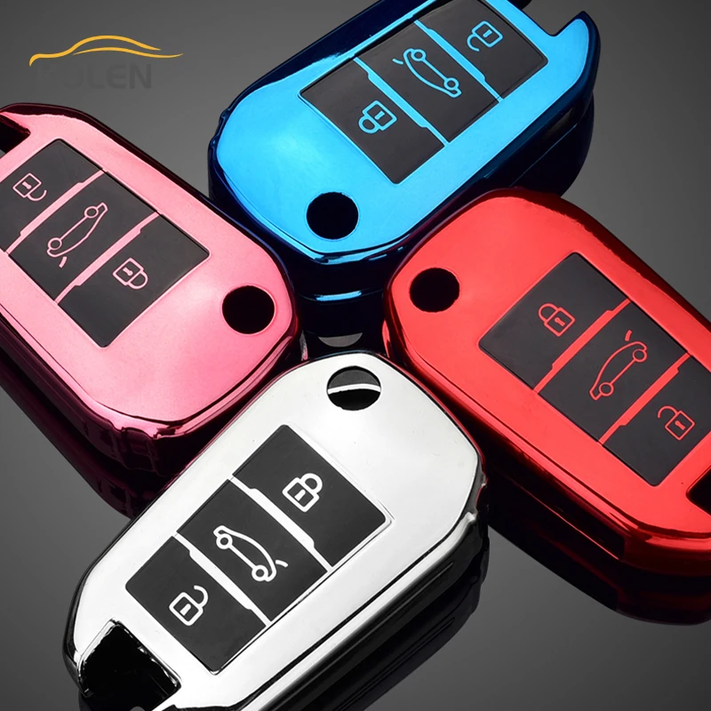 Car Key Shell Key Case Cover TPU Car Remote Key Case Cover Shell Fob For Peugeot 208 2008 308 3008 408 508 107 301 Citroen C4 CACTUS C5 DS4 DS5 Accessories