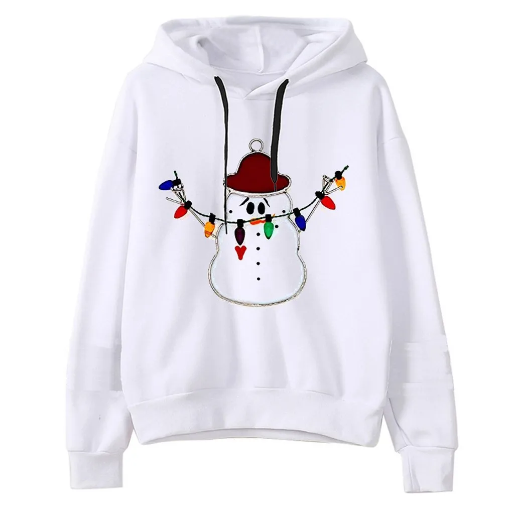 Sudadera con de Navidad para mujer, Tops blancos Vintage, ropa informal de marca a la moda, holgados de manga larga de talla grande femenina|Sudaderas con y sudaderas| - AliExpress