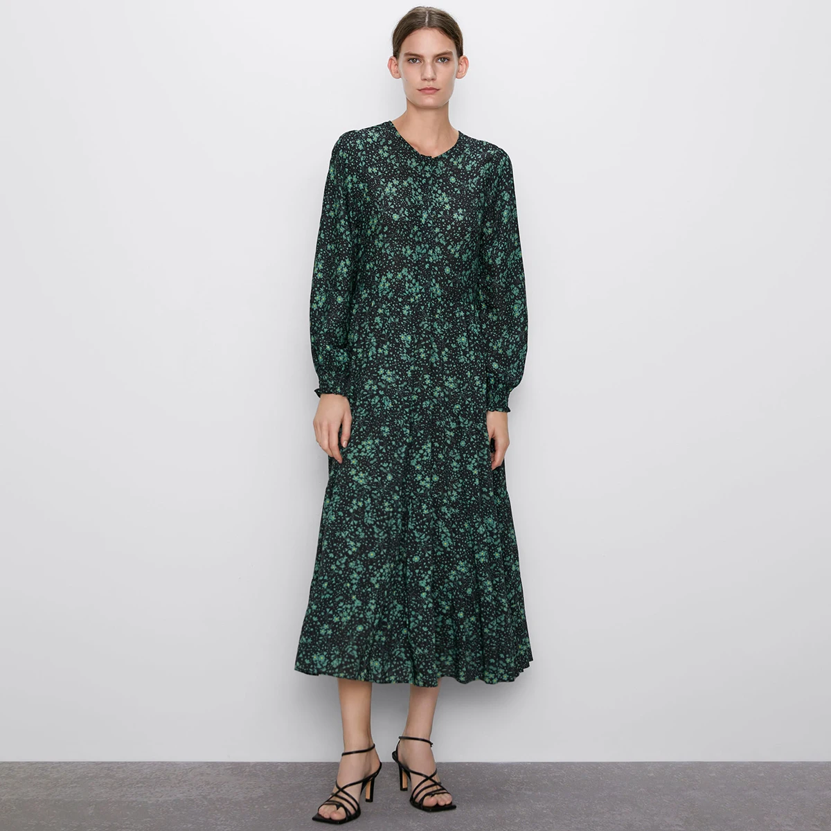 

Jastie 2019 Autumn Vintage Chic Printed Dress Oversized Loose Long Sleeve Dresses O-Neck Casual Women Long Dress Female Vestidos