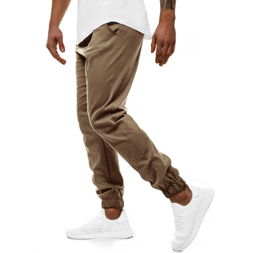 Feitong pantalon homme спортивные брюки мужские повседневные Черные Фитнес Бодибилдинг Карманы Кожа полная длина спортивные брюки