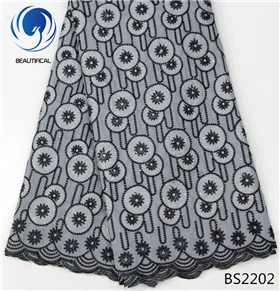 BS2202 BEAUTIFICAL хлопок швейцарская кружевная ткань Африканская швейцарская кружевная африканская швейцарская вуаль кружева высокого качества розовый 5 ярдов/шт для женщин BS22 - Цвет: BS2202
