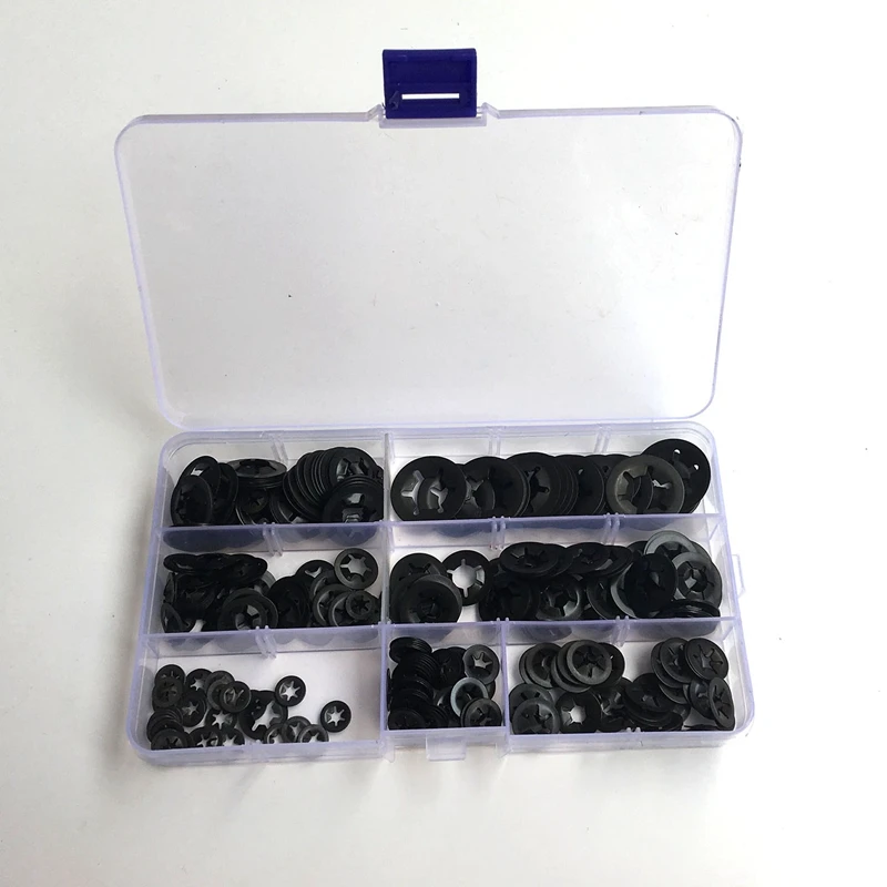 

280pcs Tooth Starlock Push On Locking Washers Speed Clips Fasteners Assortment Quick Speed Locking Washers