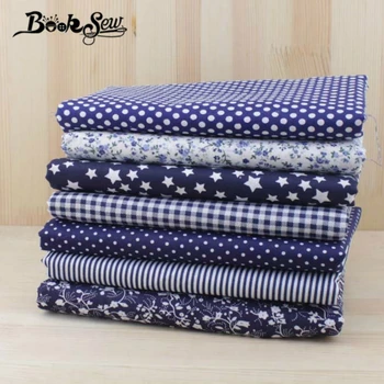 

Booksew 7pcs 50cmx50cm Navy blue fat quarters Cotton Fabric for DIY Sewing Patchwork Fabrics Tilda Cloth telas tecido tulle