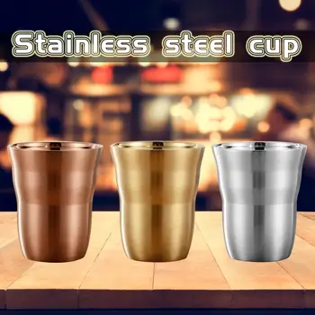 

6PCS Korean 304 Stainless Steel Double Mouth Cup Beer Mug Coffee Cup Children Cup Double Walled Tumblers
