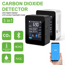 

2022 5 in 1 CO2 Meter Digital Temperature Humidity Sensor Tester Air Quality Monitor Detector Carbon Dioxide TVOC HCHO Detector