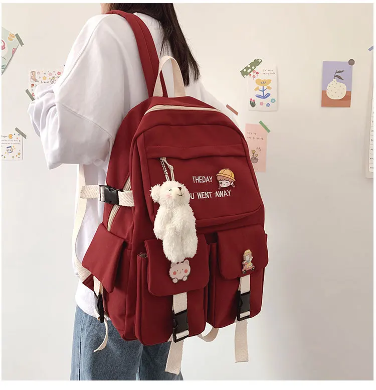 Kawaii Canvas Multipocket College Harajuku Backpack