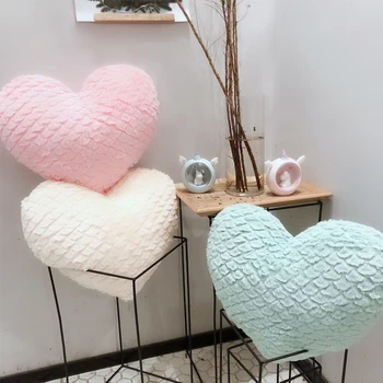 

DUNXDECO Pillow Heart Shape Cushion Romantic Fresh Macaroon Umbrella Carved Stuffed Plush Fleece Doll Love Present Seat Cushion