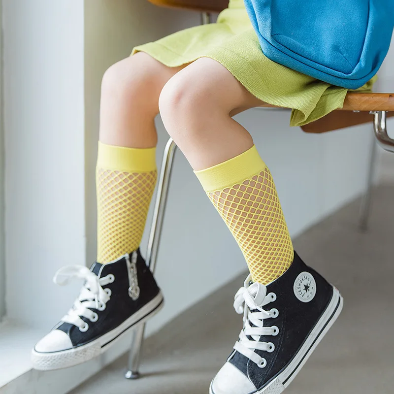 2021 Spring and Summer New Large Mesh Breathable Children's Socks Jelly Color Children's Fishing Net Socks 1-8 years old