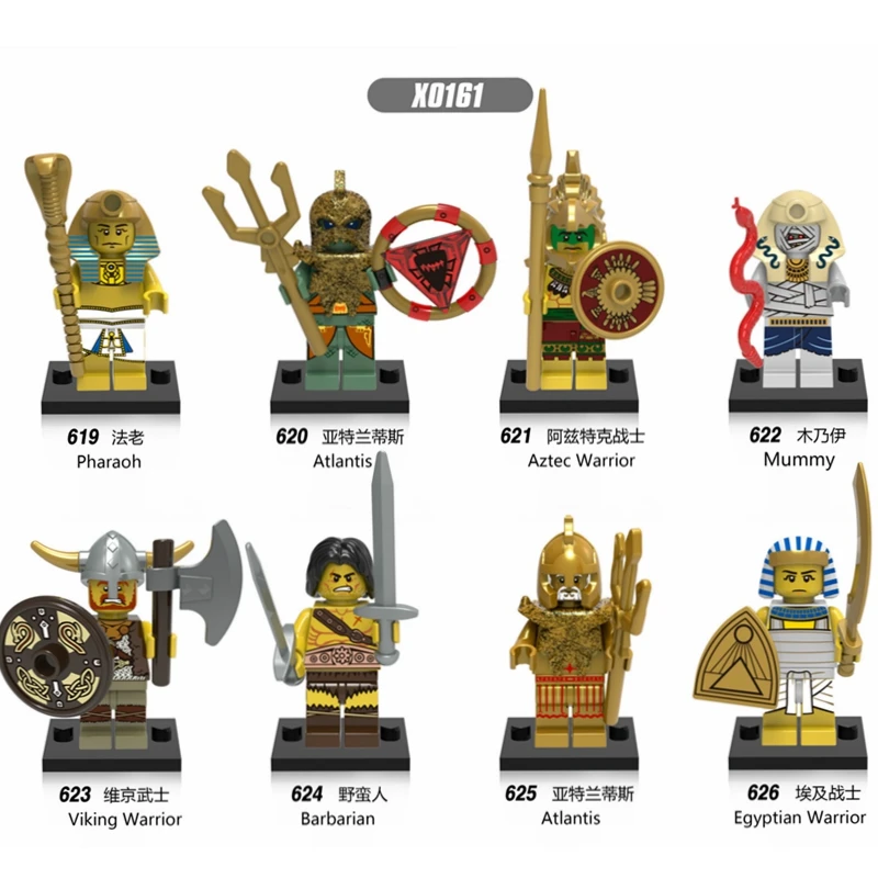 

8Pcs Medieval Building Blocks Figures Set Pharoh Atlantis Mummy Bricks Compatible Legoingly Medievales Action Figure Kids Toys