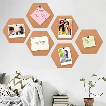 

10Pcs Practical Notice Board Cork Message Boards Hexagon Bulletin Boards