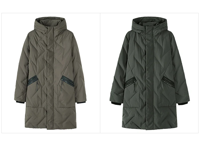 SEMIR мужской длинный пуховик новая теплая зимняя куртка с капюшоном корейский Повседневный серый утиный пух пальто для мужчин