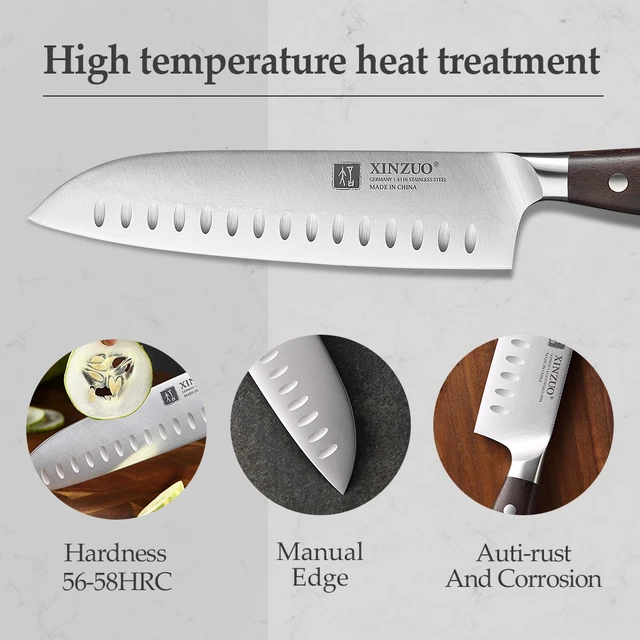 Xinzuo 7Db Késkészlet Tartóval És Ollóval Magas Széntartalmú Rozsdamentes Acélkéskészletek Zöldség Steak Legjobb Séf Konyhai Szerszámok - Image 4