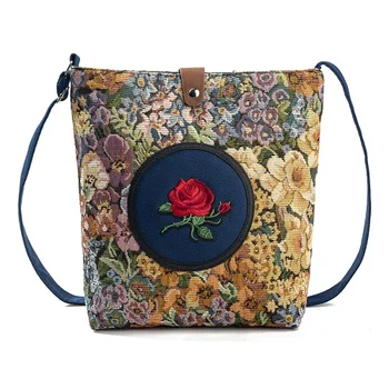 

Dropshipping Daily Use Lady Women Messenger Bag Lady Canvas Bag Hot Sale Cheap Floral Rose Girl Fashion Shoulder Bag Cute