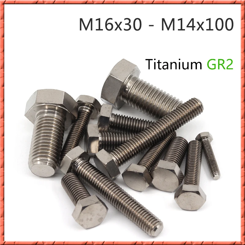 10pcs/lot din933 Titanium external hex bright bolt m16*30/35/40/45~100mm Outer hexagon head screw pure titanium alloy anti-rust