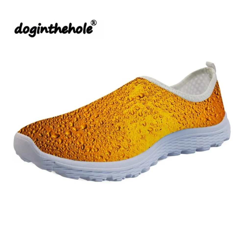 New Fashion Spring Summer Funny Flats Women Shoes Unisex 3D Print Beer Shoes Casual Mesh Light Sneakers Breath Zapatos de Mujer