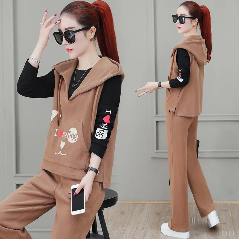 

Loose Pants Sports WOMEN'S Suit Spring 2020 New Style Korean-style Loose-Fit Slimming Hoodie Casual Wear Three-piece Set