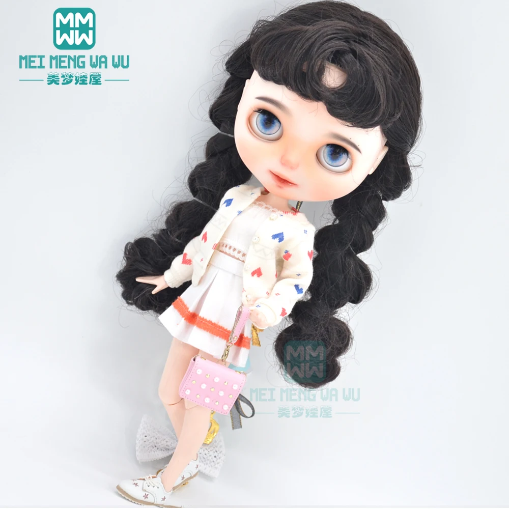 Blyth Puppenkleidung, modischer dreiteiliger lila Woll-Cardigan für Spielzeug, Azone OB23 OB24 Puppenzubehör – Detail 10