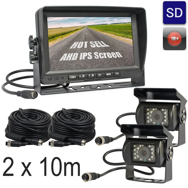 SMALUCK AHD " TFT lcd Автомобильный монитор заднего вида водонепроницаемый ИК 960P AHD камера с видеозаписью 1V2 - Название цвета: 2 x 10m