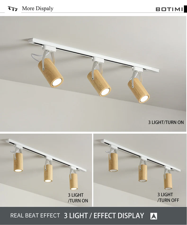 BOTIMI Регулируемый современный светодиодный потолочный светильник 220 В, деревянный потолочный светильник с отслеживанием, для кофейни, для кухонного освещения