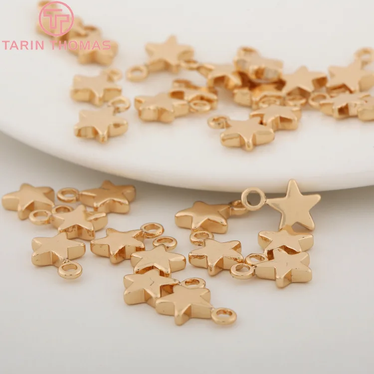10PCS 7X10MM 24K Champagne Gold Color Plated Brass Small Star Charms High Quality Diy Jewelry Accessories | Украшения и