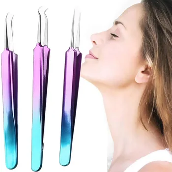 

Stainless Steel Acne Needle Tweezers Blackhead Acne Lash Extention Tool Eye Eyelashes Remover Multi-purpose Care Face False E5Q6
