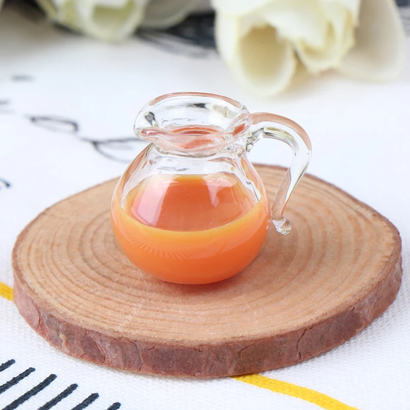 1/12 Миниатюрные аксессуары для кукольного домика, мини Стеклянный Горшок для фруктового сока, модель чайника, игрушки для украшения кукольного дома