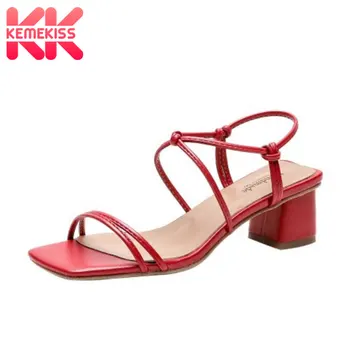 

KemeKiss Fashion Women Sandals Shoes New Design Knot Shoes Women Open Toe Stylsih Solid Color Thick Heels Footwear Size 33-40