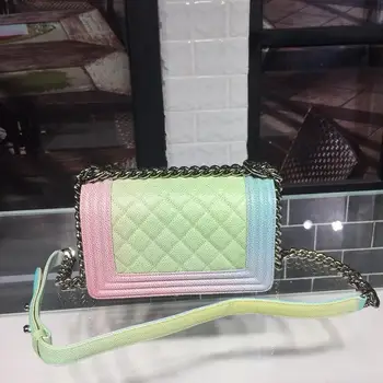 

Luxury Designer Handmade Women Handbags Top Quality Genuine Leather Rainbow Chain Bag Crossbody bags Shoulder bags