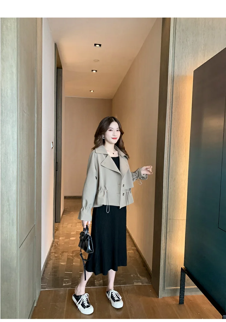 RUGOD 2019 Новый женский короткий Тренч на шнурке уличная темперамент корейский шик модное короткое пальто свободный тонкий Сказочный Тренч Mujer