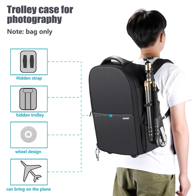 Neewer 2-in-1 Wheeled Camera Backpack Luggage  3
