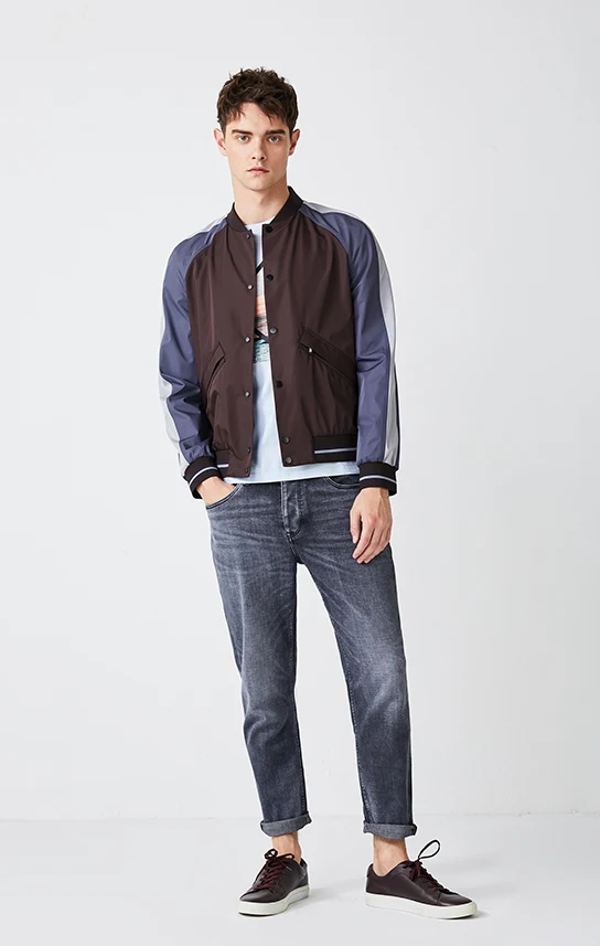 Выбранная Осенняя мужская цветная верхняя одежда, новая модная повседневная бейсбольная куртка S | 419321532