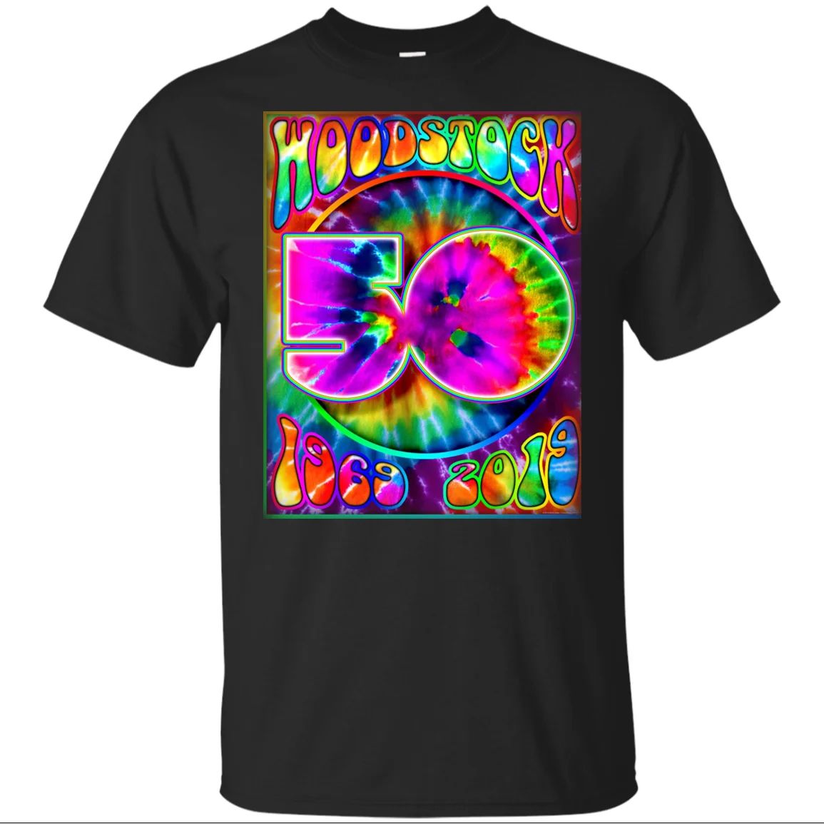 Woodstock 50Th Anniversary Poster Design Ii футболка Черная для мужчин-Женская Спортивная | Мужская