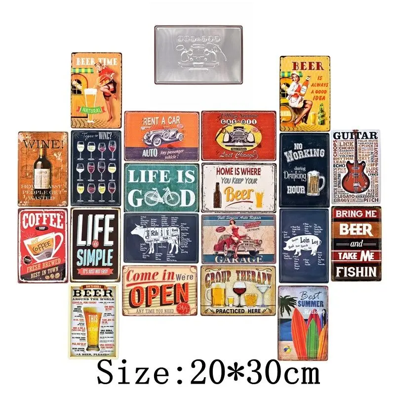 

Surfing Plate Vintage Metal Tin Signs Beach Bar Retro Decor Cafe Art Wall Poster