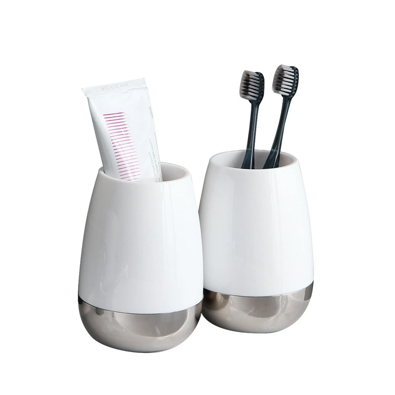 

2Pcs Tooth Mug Bathroom Accessories Set Toothbrush Holder Cup Normal Temperature Water Cup