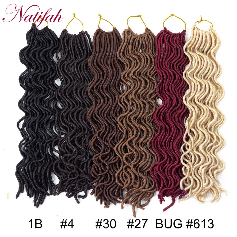 Natifah Faux locs Curly вязанные косички для наращивания волос 20 дюймов вязанные волнистые волосы для женщин