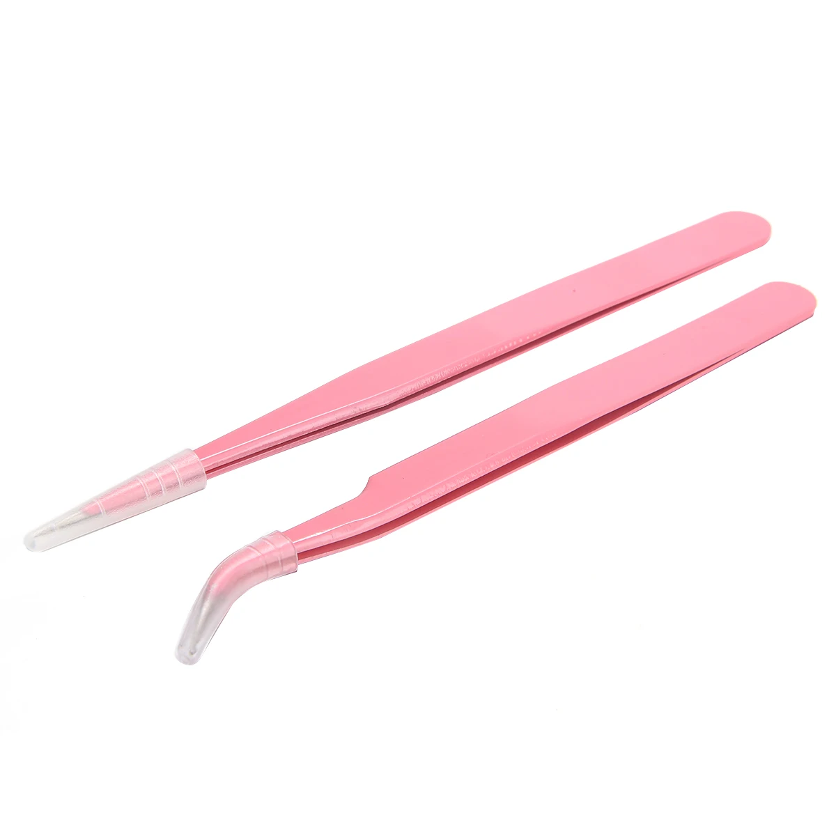 Mayitr 2pcs Fashion Pink Stainless Steel Eyelash Extension Straight+ bend Optional Tweezers Professional Eye Lashes Tweezers