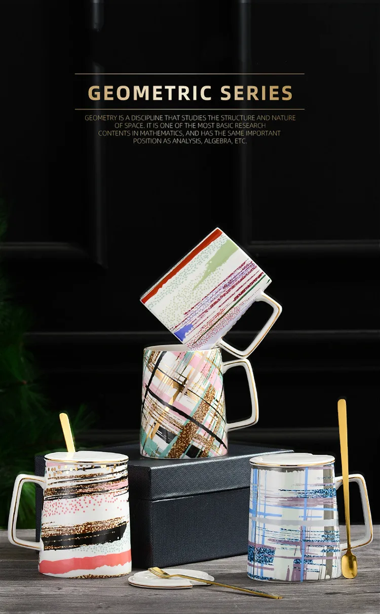 

Ins Nordic Ceramic Cup Coffee Cup Custom Mug With Lid Spoon Gift Box Creative Cup Simple Breakfast Milk Cup Office Tea Cup
