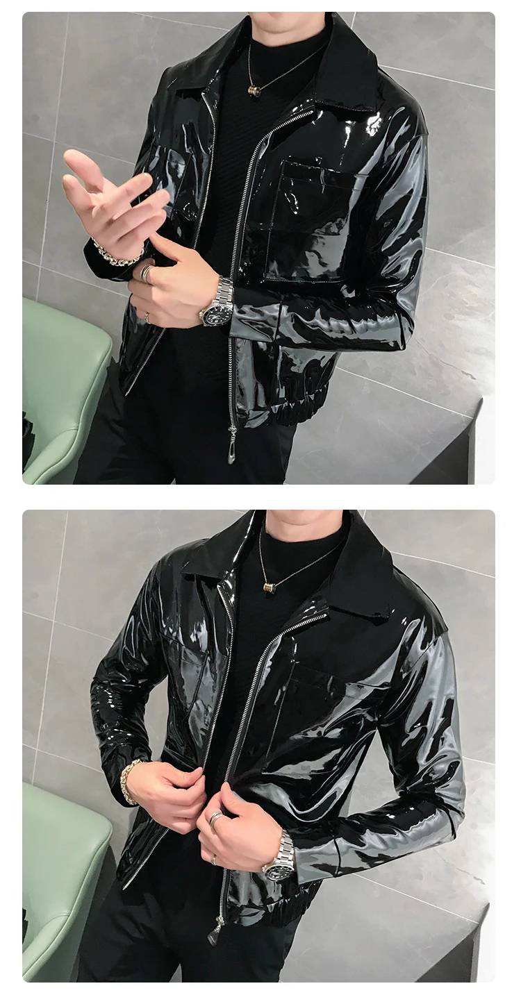 Кожаная куртка, блестящие мужские куртки и пальто, Jaqueta Masculino, красный, черный, кофейный, одежда для сцены, для певца, Клубные, вечерние, мужская куртка