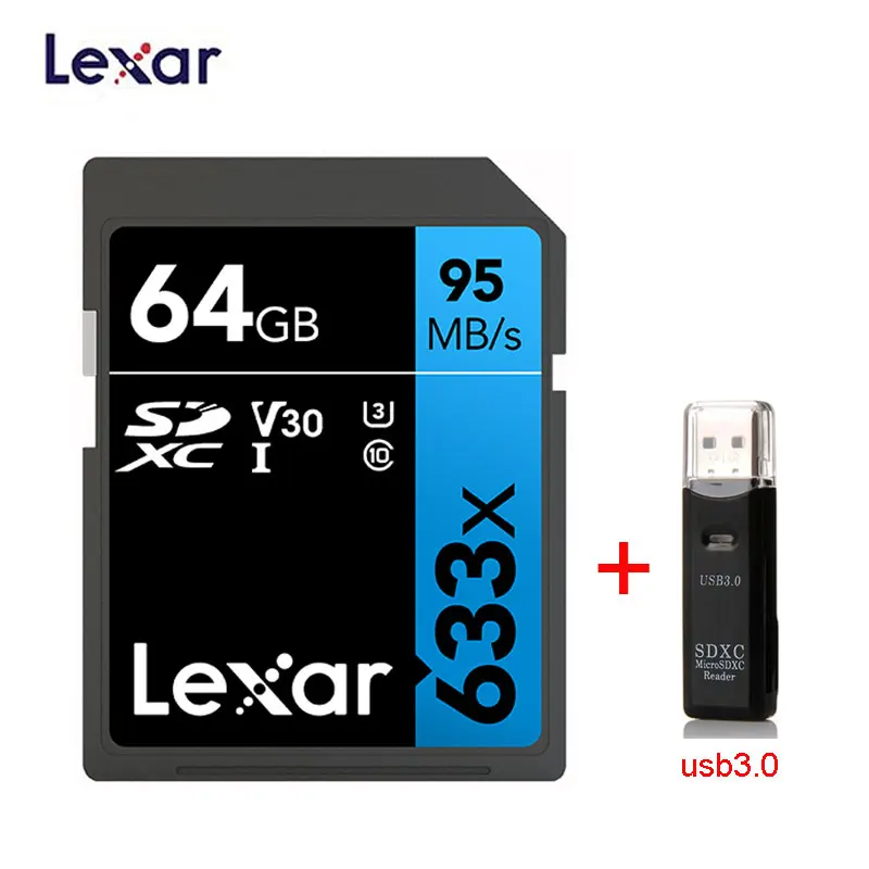 Карта памяти Lexar SD 633x оригинал 95 Мб/с 32 ГБ U1 SDHC 64 128 256 512 U3 SDXC класс 10 для видеокамер