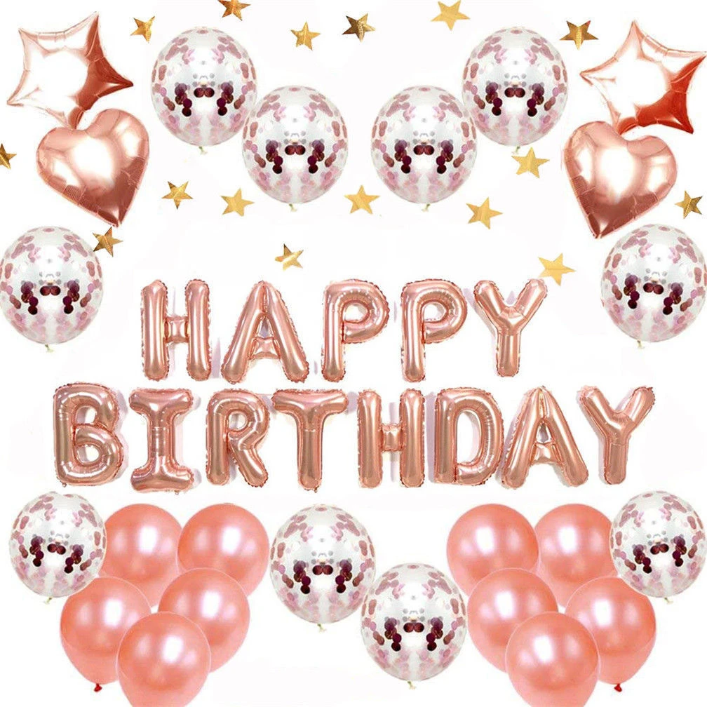 37 Uds globos de feliz cumpleaños Kits de decoraciones de fiesta de adultos niñ 
