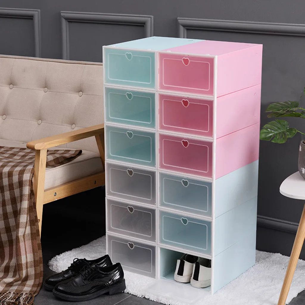 

Foldable Clear Shoes Storage Box Plastic Stackable Shoe Organizer Creative Multi-Purpose Dust-Proof Sundries Case Shoebox