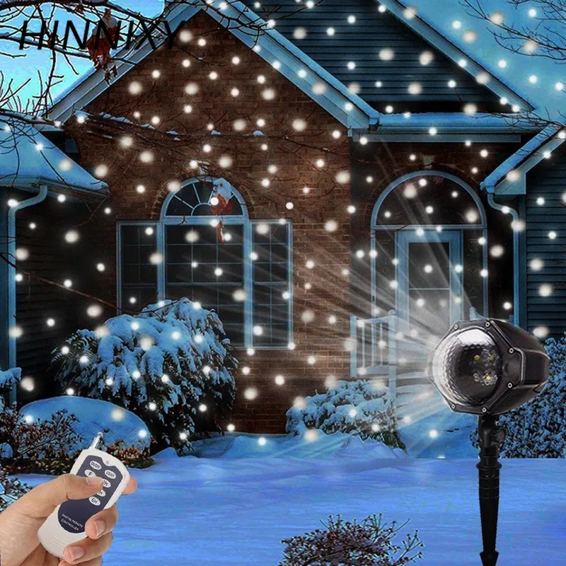 

Hinnixy Snowfall Projector Night Lamp IP65 Outdoor Garden Christmas Snowflake Remote Control Holiday Laser Light Xmas Decoration