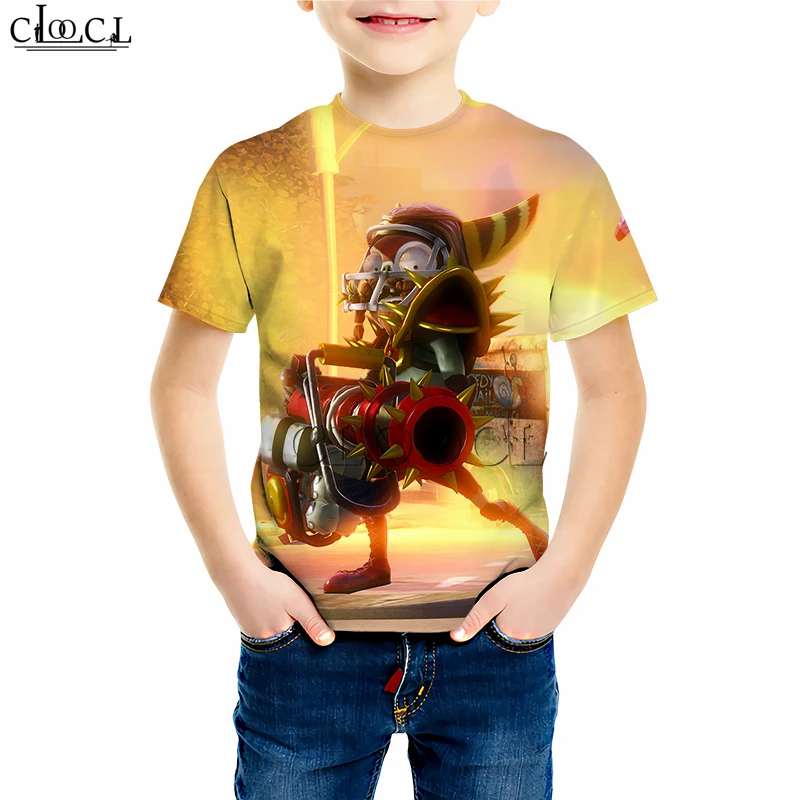 Детские футболки с принтом «Растения против Зомби» свитер с короткими рукавами и 3D принтом «Peashooter» для мальчиков и девочек детские топы в стиле «хип-хоп» - Цвет: Kids T shirt 20