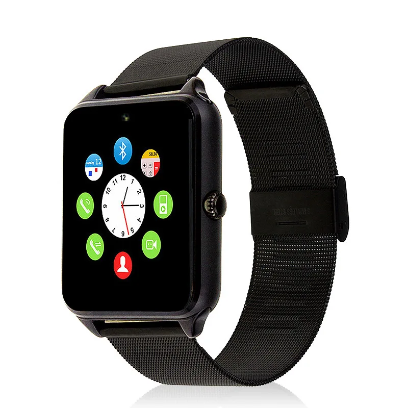 Black Z60 Bluetooth Smartwatch камера шагомер sim-карта браслет умные часы с сенсорным экраном для мужчин и женщин Поддержка нескольких языков Dz09 A1 - Цвет: Black