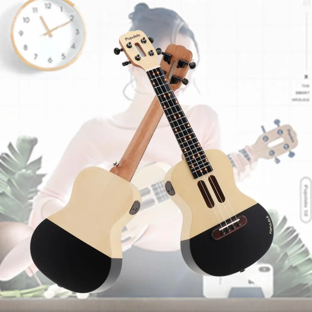  Populele Q1/U1/S1 23 Inch Smart Concert Ukulele Spruce Wood Acoustic 4 Strings Guitar with APP Teac - 4000331725714