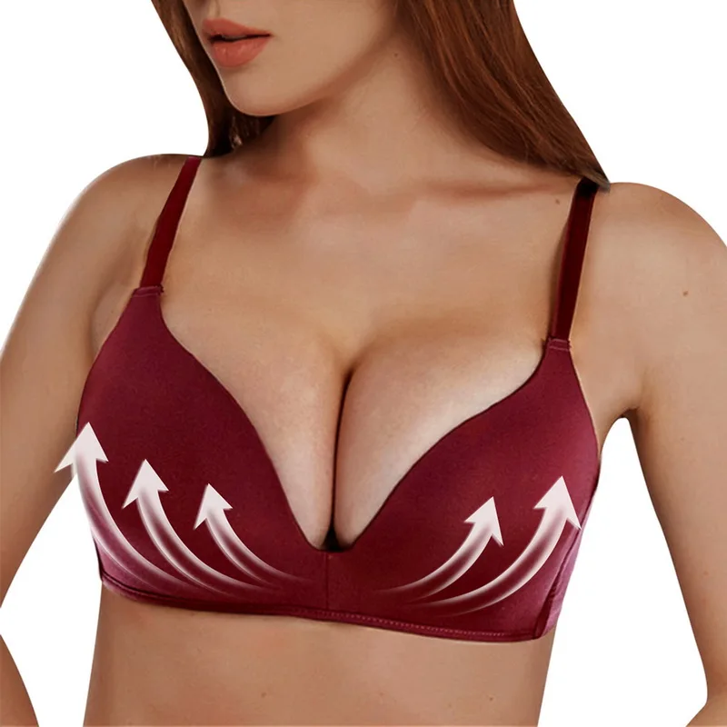 Wireless Push Up Bra Solid Color Seamless Soft Bras For Women Double Breasted Sexy Lingerie Comfort Breathable Bralette